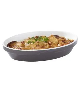 Plat sabot ovale gris grès émaillé 19,7x11,8 cm Cafett Pro.mundi