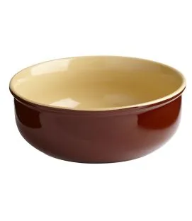 Plat à cassoulet rond brun grès émaillé Ø 18 cm Pro.mundi