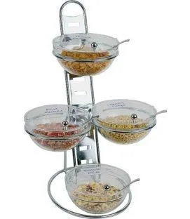 Présentoir buffet 4 bols acier gris 39x31x66 cm 2,5 L Sunday Aps