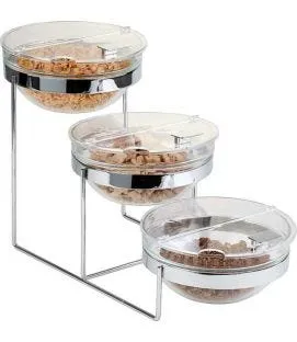 Présentoir buffet 3 bols acier gris 61x24x35 cm 2,5 L Sunday Aps