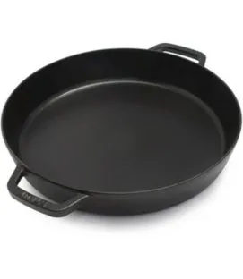 Plat à paëlla rond noir fonte d'acier Ø 34 cm Staub