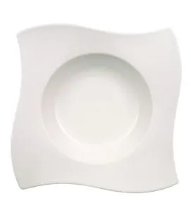 Assiette à pâtes carré ivoire porcelaine vitrifiée 28x28 cm New Wave Villeroy & Boch