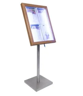 Porte-menu lumineux rectangulaire marron 4 pages led Classique Securit