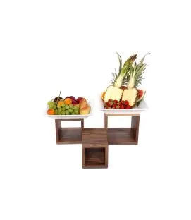 Présentoir carré brun noyer 21 cm Nature Zepe (3 pièces)