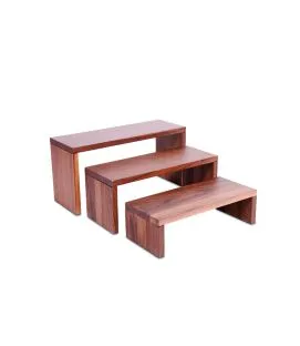 Présentoir rectangulaire brun noyer 40 cm Nature Zepe (3 pièces)