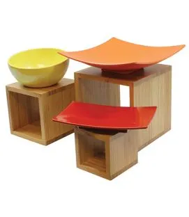 Présentoir brun bambou 23 cm Barclay Risers Tablecraft (3 pièces)