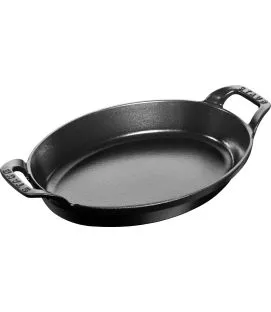 Plat empilable ovale noir fonte d'acier 28 cm Staub