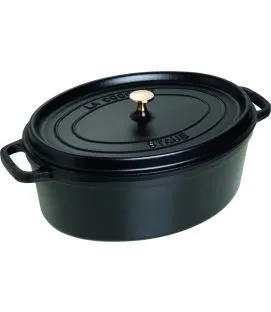 Cocotte fonte d'acier Sans revêtement Avec couvercle 37x28x18 cm 8 L Staub