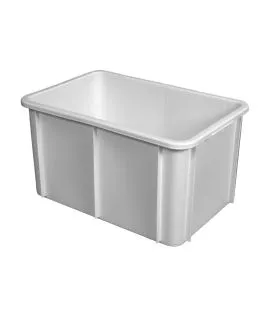 Bac Sans couvercle blanc plastique 60x40x31,5 cm 55 L fond plein parois pleines Gilac