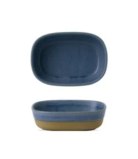 Plat à partager rectangulaire bleu porcelaine vitrifiée 17 cm Emerge Oslo Churchill