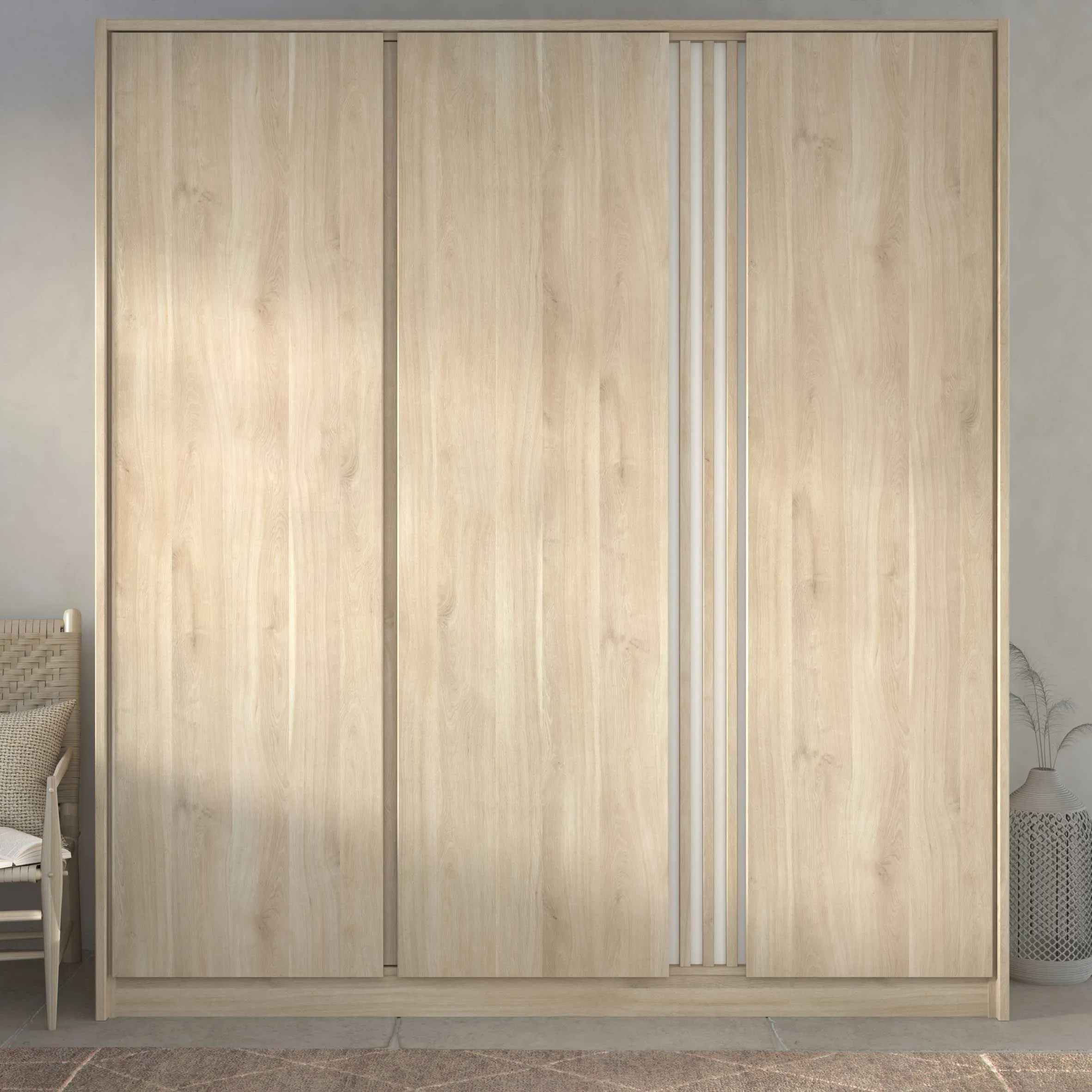 Armoire Tokio 185 cm-décor chêne/blanc