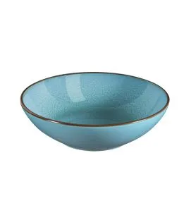 Assiette à pâtes rond turquoise grès émaillé Ø 18 cm Feeling Medard De Noblat
