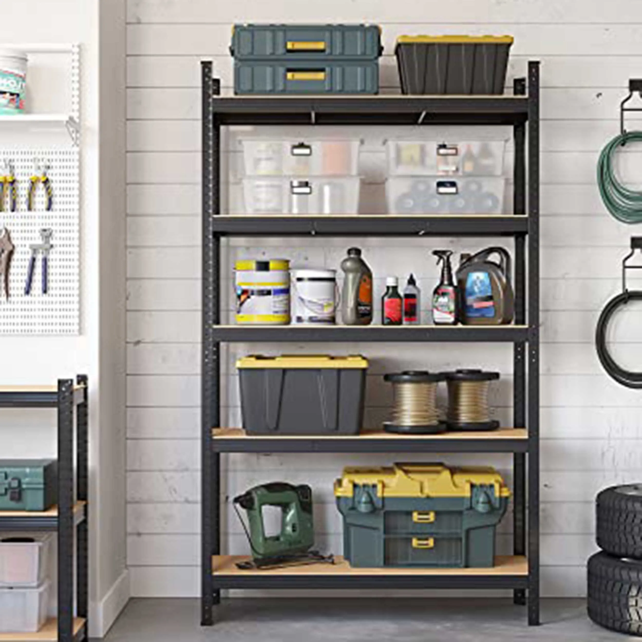 Étagère en acier robuste avec 5 étagères | Capacité de charge de 875 kg | Aucun outil n'est nécessaire