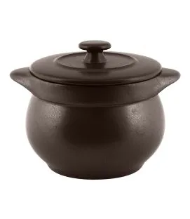 Soupière avec couvercle brun porcelaine vitrifiée Ø 10,8 cm Genesis Rak