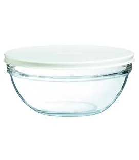 Saladier avec couvercle rond transparent verre trempé Ø 20 cm Caps Luminarc