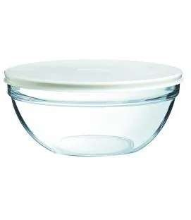 Saladier avec couvercle rond transparent verre trempé Ø 23 cm Caps Luminarc