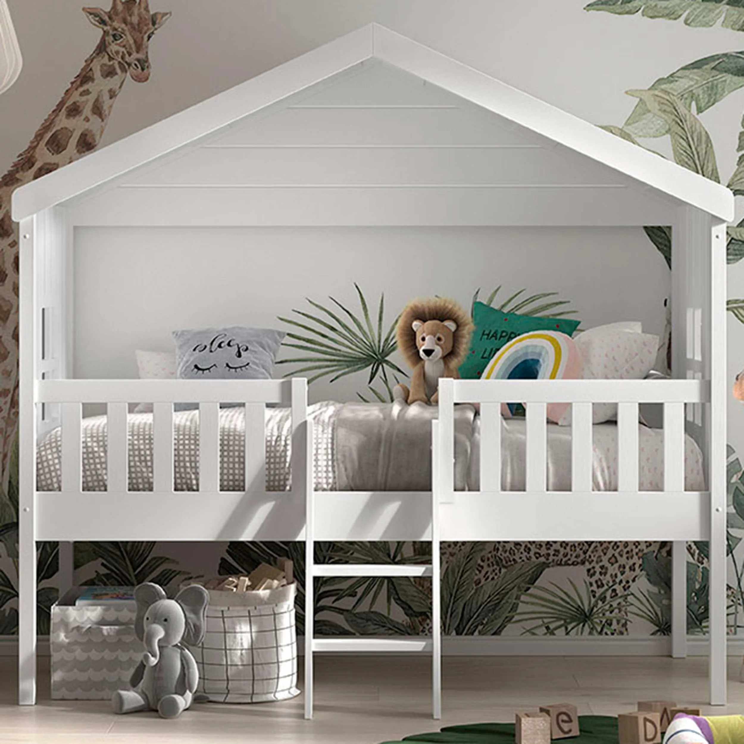 Bedhouse Senna avec échelle 90x200 cm - blanc