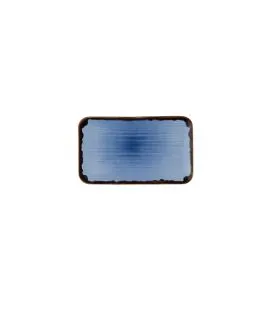 Assiette rectangulaire organique bleu indigo porcelaine vitrifiée 27x16 cm Harvest Dudson