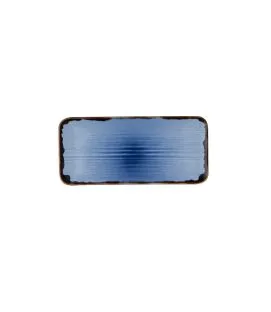 Assiette rectangulaire organique bleu indigo porcelaine vitrifiée 35x16 cm Harvest Dudson