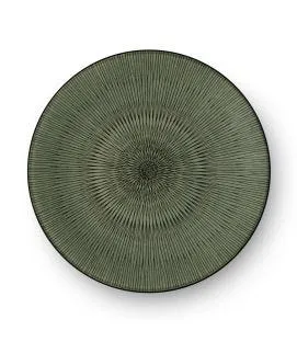 Assiette coupe plate rond vert grès émaillé Ø 27 cm Hypnose Medard De Noblat