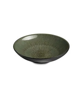 Assiette à salade rond vert grès émaillé Ø 19 cm Hypnose Medard De Noblat