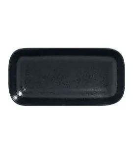 Ravier rectangulaire noir porcelaine vitrifiée 22 cm Karbon Rak
