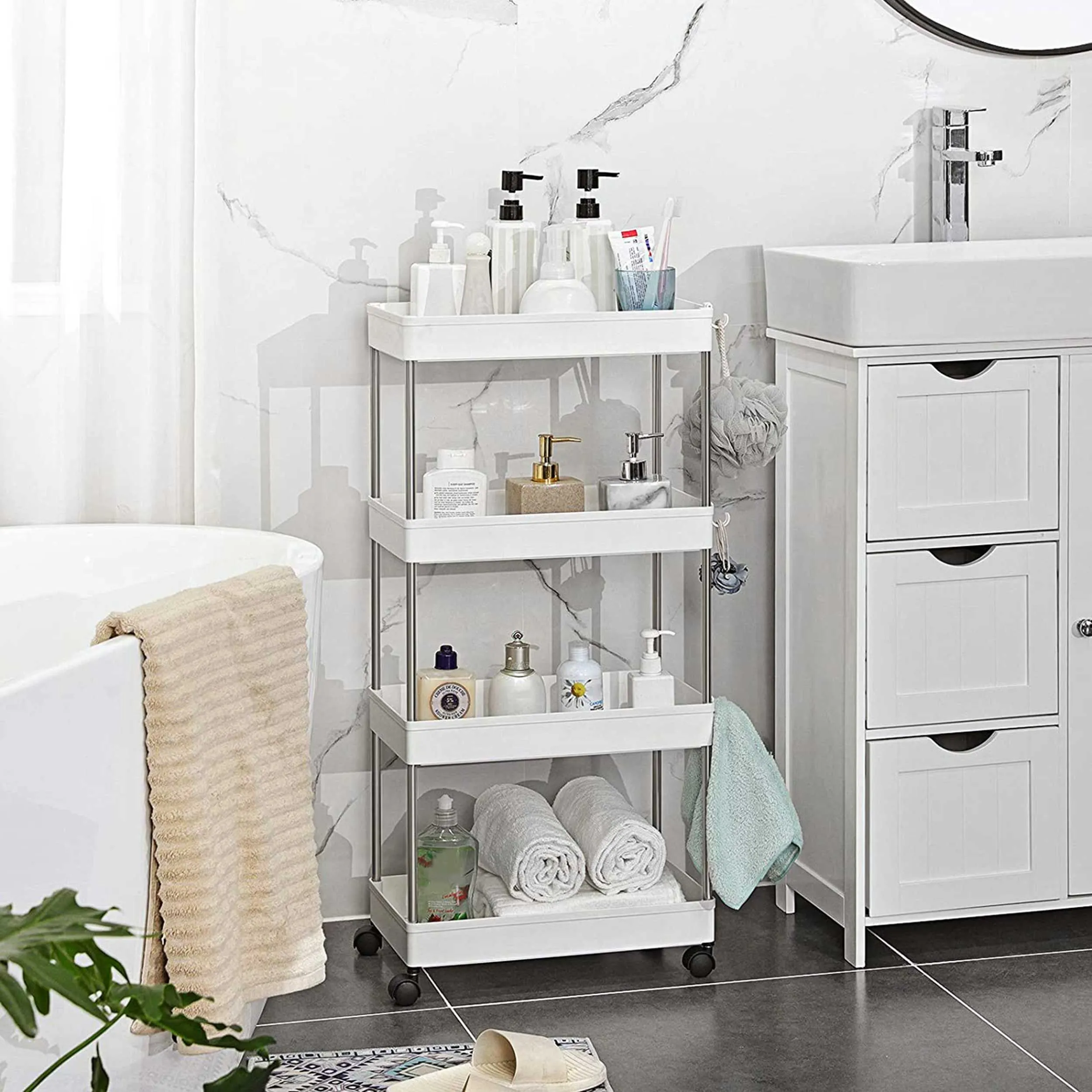 Etagère de salle de bain Barkley | 40 x 22 x 86 cm | Blanc