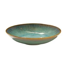 Assiette coupe creuse rond bleu vert grès émaillé Ø 22 cm Lotus Accolade