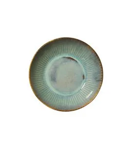 Assiette coupe creuse rond bleu vert grès émaillé Ø 17 cm Lotus Accolade