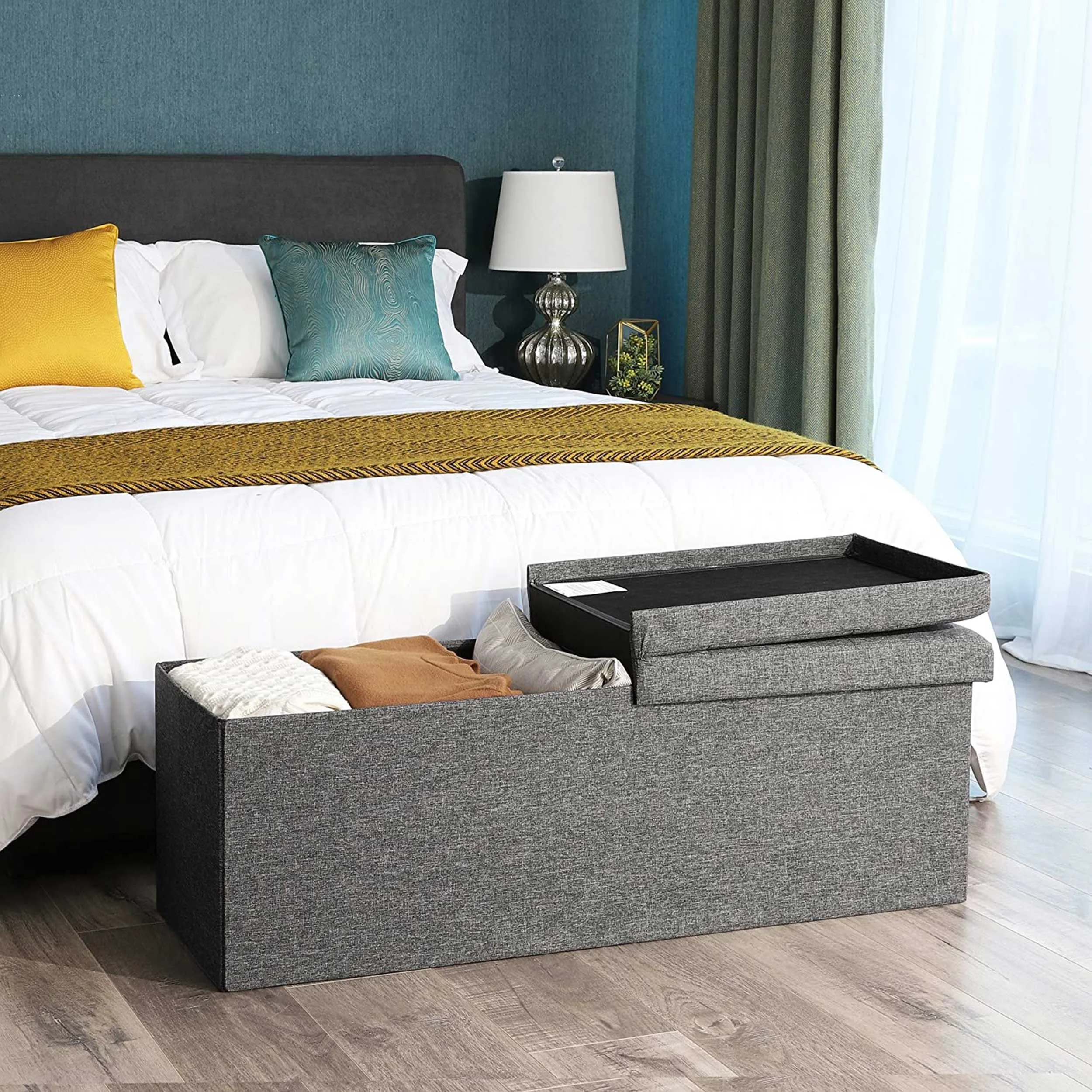 Banc à chaussures pliant, pouf 120L, capacité de charge 300 kg