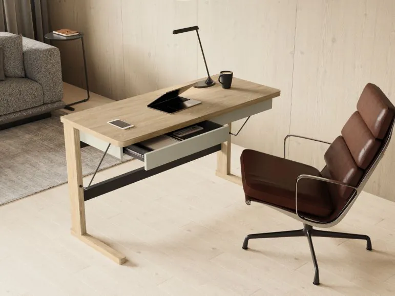 Bureau OTTIGNIES 2 tiroirs chêne huilé