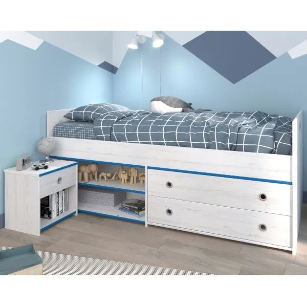 Ensemble de chambre d'enfant Smoozy | Lit cabane et table de chevet | Blanc