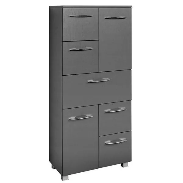 Armoire de rangement polyvalente Portofino | 60 x 35 x 130 cm | Gris graphite