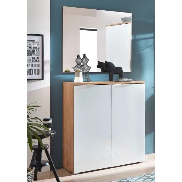 Ensemble armoire Tille | Meuble à chaussures et miroir mural | Chêne Navarre