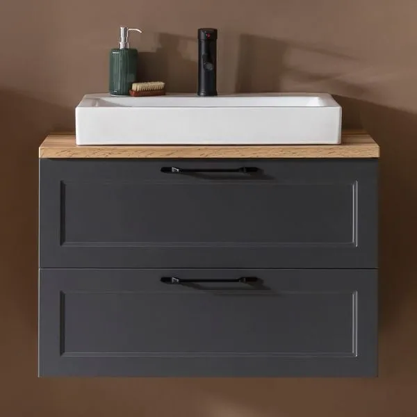 Meran meuble lavabo | 80 x 47 x 65 cm | Chêne gris