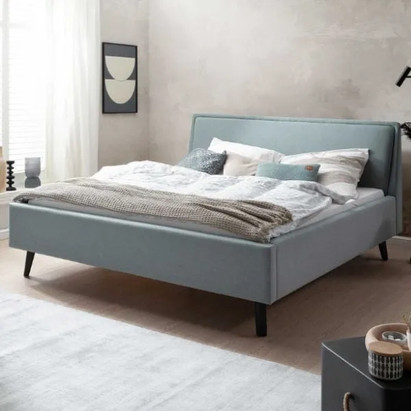 Lit double Estee 160x200cm - bleu glacier/noir