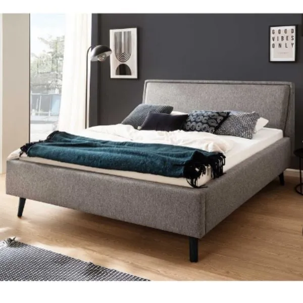 Lit double Estee 160x200cm - gris/noir