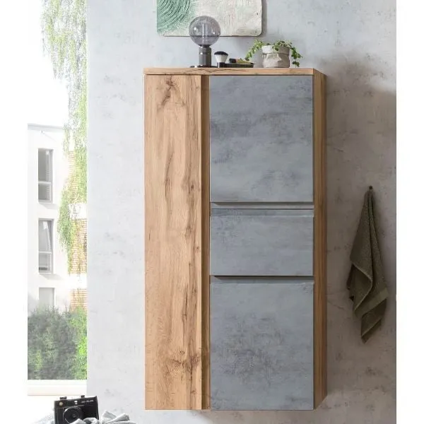 Armoire de rangement de taille moyenne Varese | 65 x 35 x 130 cm | Couleur béton