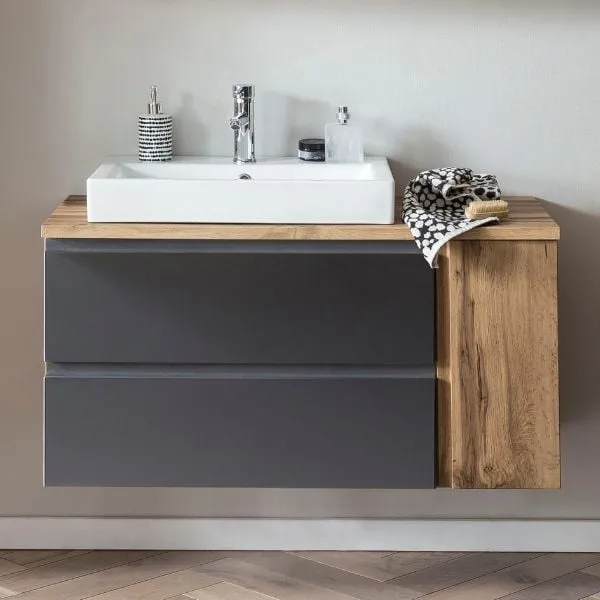 Meuble lavabo Varese | 105 x 47 x 65 cm | Wotan Oak / Grey