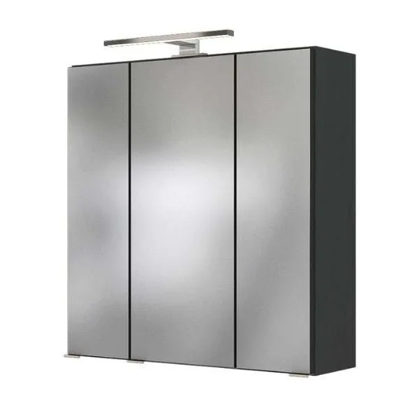 Armoire de toilette Alphonse | Avec éclairage | 20 x 60 x 64 cm | Gris graphite