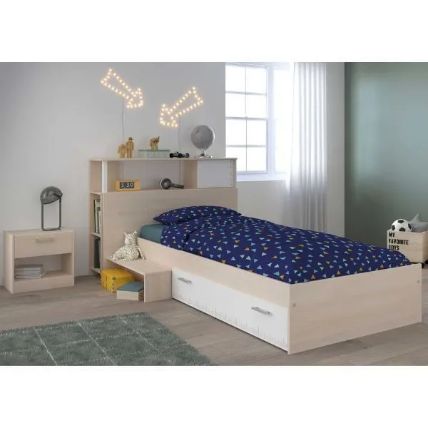 Combinaison chambre d'enfant Charly 90x200 | Lit d'enfant, table de chevet, meuble bas