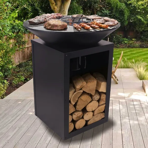 Bol à feu Evelyn avec grille - 80x80x92 cm - Noir