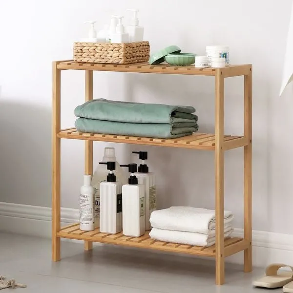 Etagère de salle de bain Bosko | 60 x 26 x 66 cm | Design en bambou