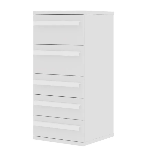Commode Bo0 98 cm avec 5 tiroirs et poignées oblongues - pin/blanc