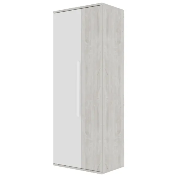 Armoire Bo0 avec 2 étagères, tringle à vêtements et poignée de porte oblongue - pin/blanc