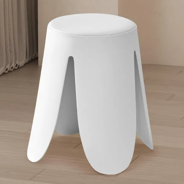 Tabouret Astin en blanc | Pieds en PP et assise en PU | 46 x 30 x 30 cm