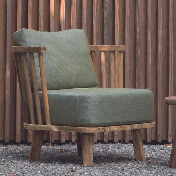 Fauteuil d'extérieur Fez - bois teck/vert sauge