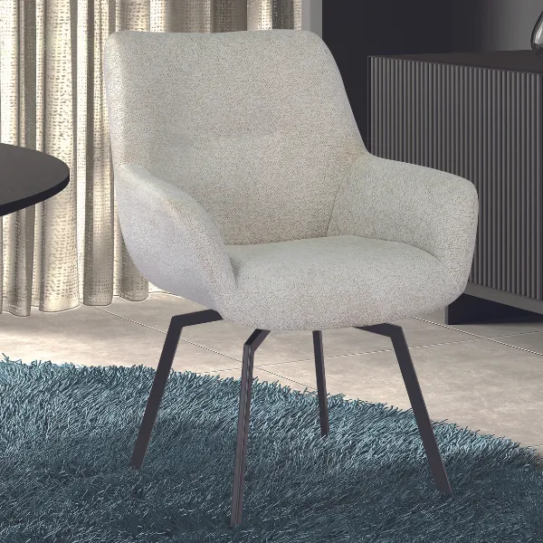 Chaise pivotante Modesta-tissu teddy écru