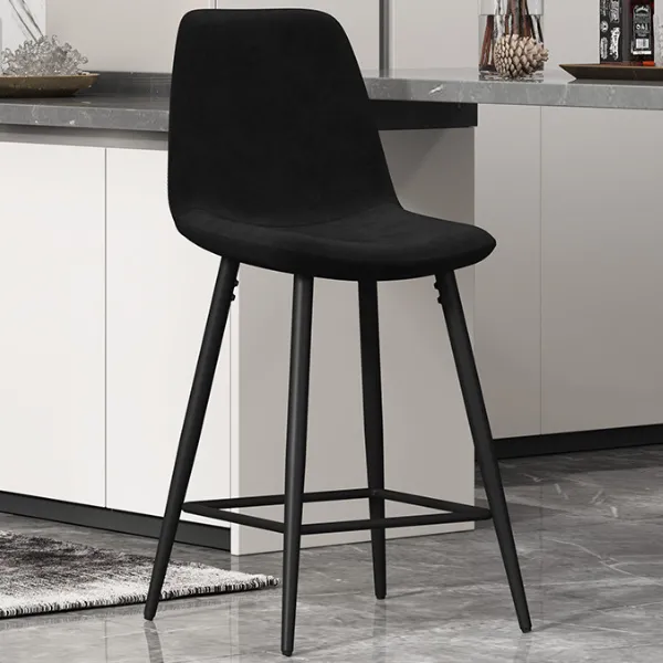 Tabouret de bar Jani-velours noir