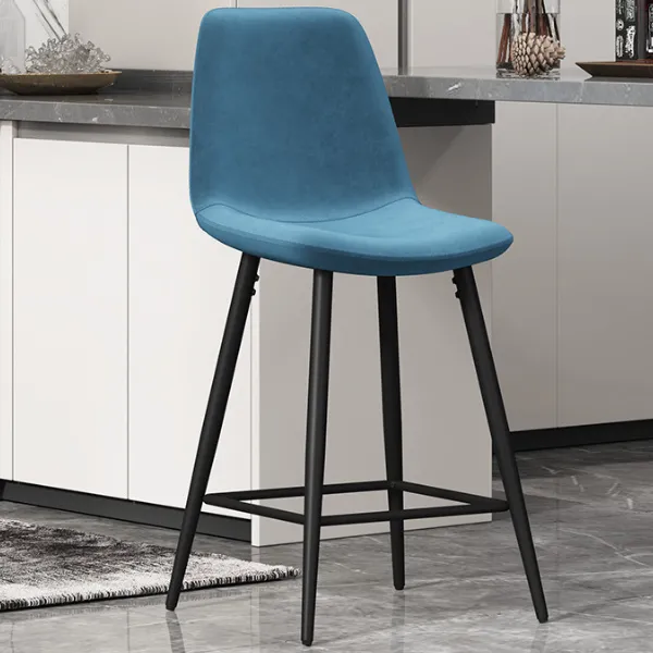 Tabouret de bar Jani-velours bleu clair
